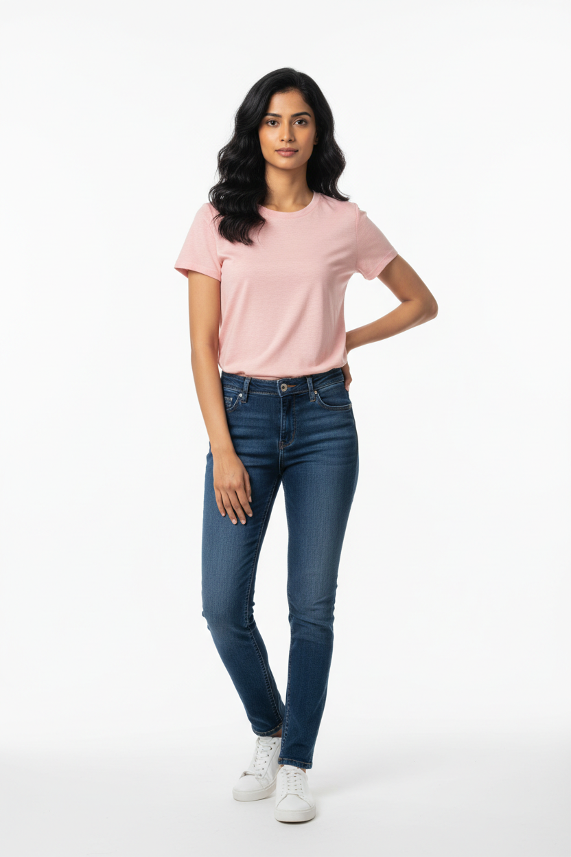 Woman model wearing Blush Pink Office Casual T-Shirt