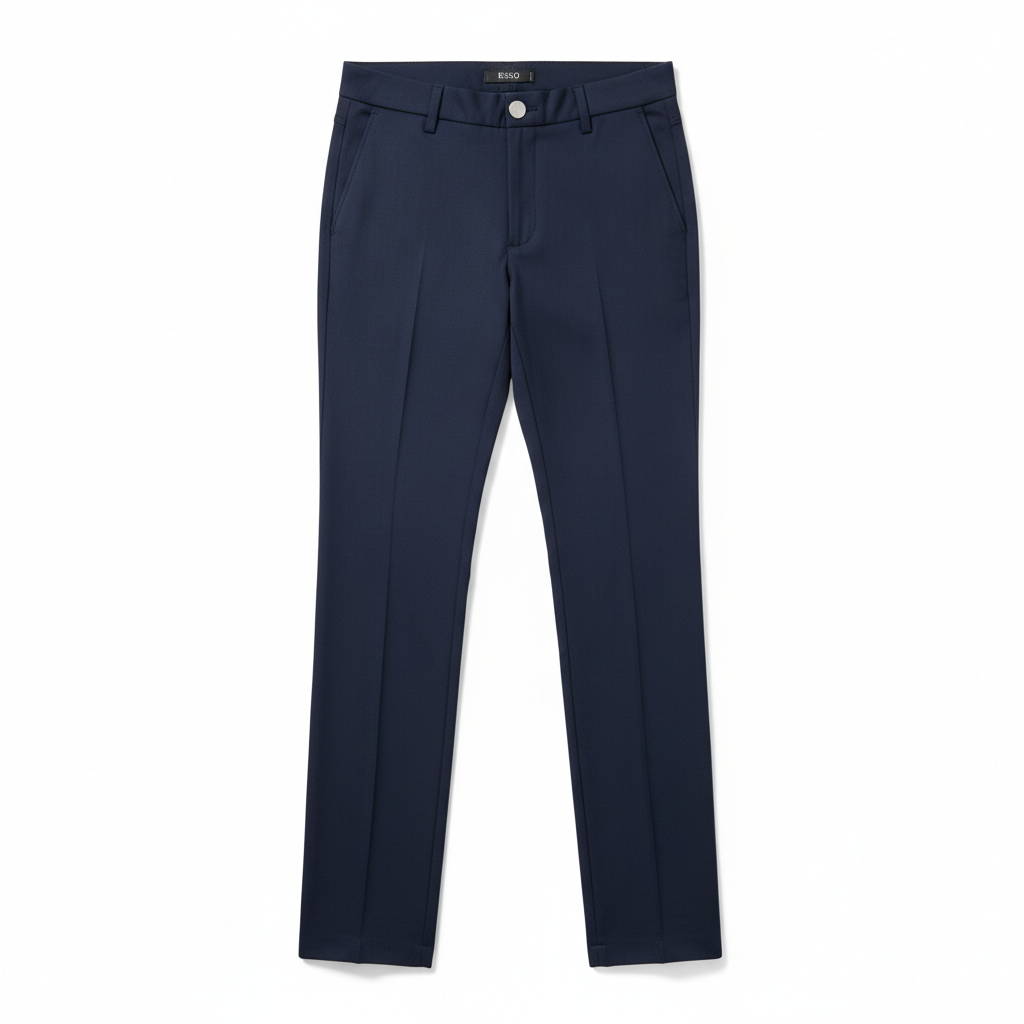 Navy Blue Slim Fit Tailored Trousers for Women