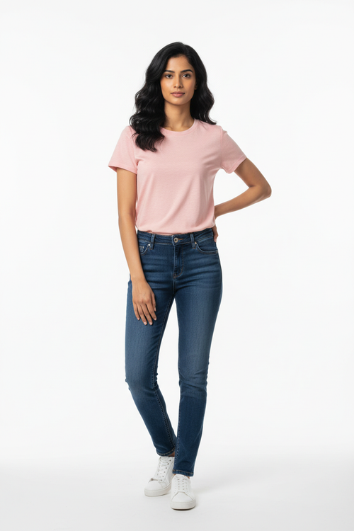 Woman model wearing Blush Pink Office Casual T-Shirt
