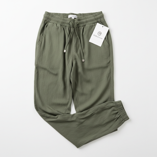 Olive Green Relaxed Fit Trousers for Women