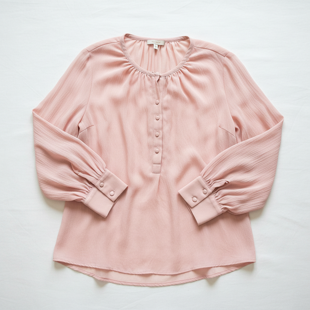 Blush Pink Chiffon Full Sleeve Blouse for Women