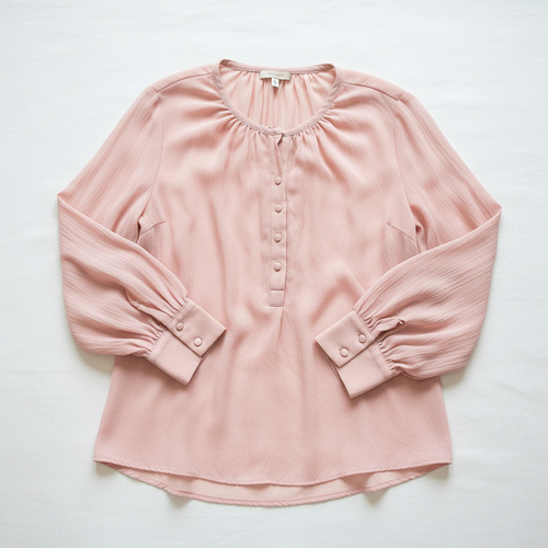 Blush Pink Chiffon Full Sleeve Blouse for Women