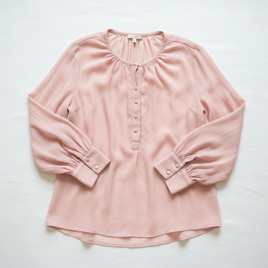 Blush Pink Chiffon Full Sleeve Blouse for Women