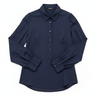 Navy Blue Full Sleeve Formal Blouse for Women